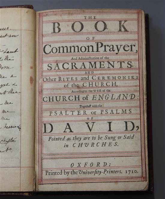 Book of Common Prayer, 8vo, red morocco gilt, Oxford 1710, bound with The Whole Book of Psalms, William